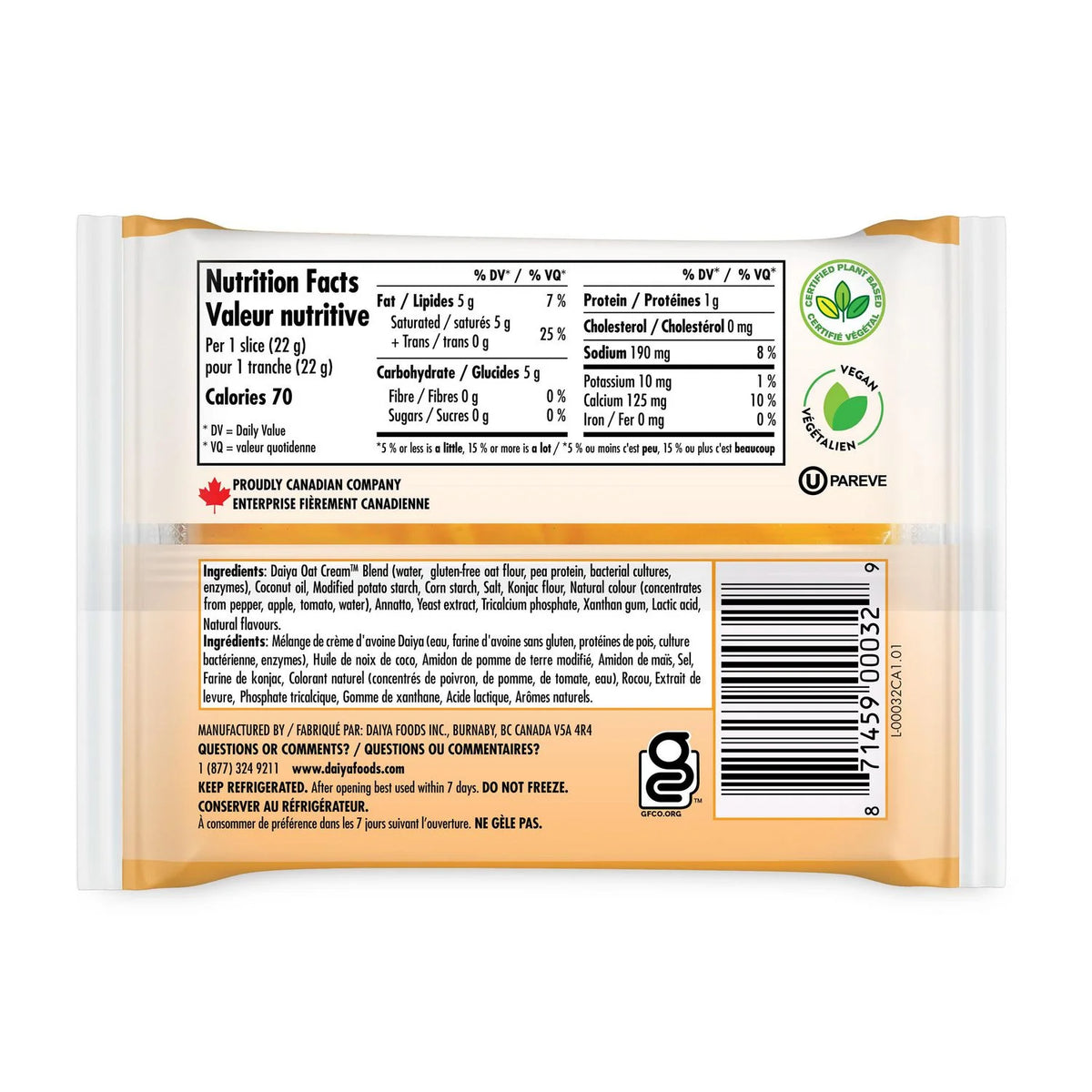Daiya Dairy Free Cheddar Style Slices, 220 g