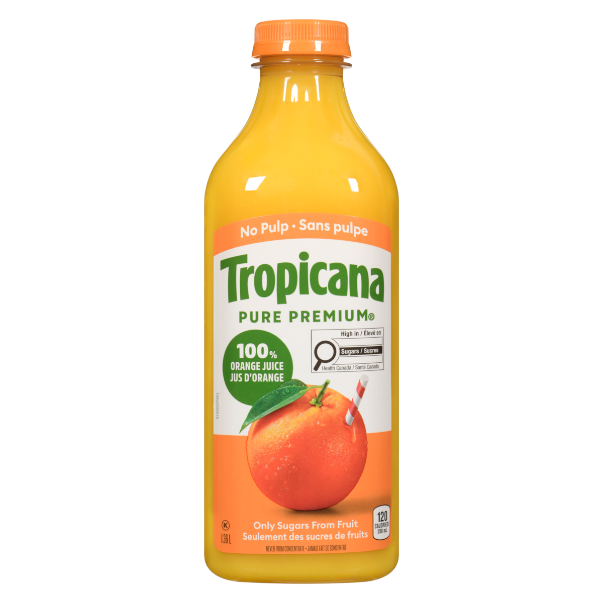 Tropicana Orange Juice, No Pulp, 1.36 L