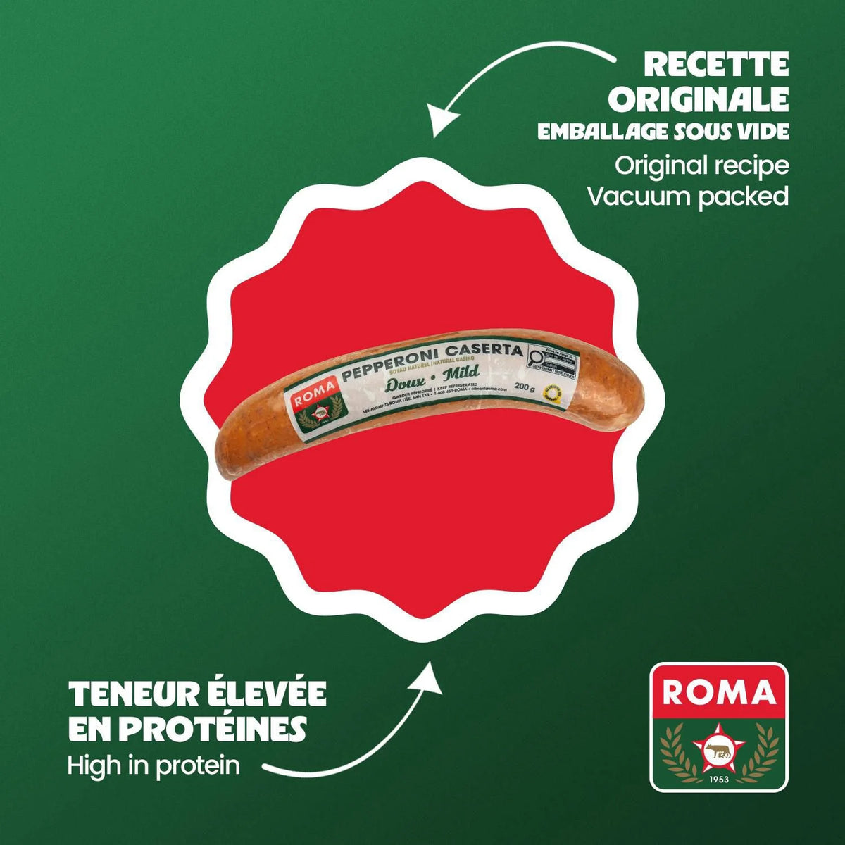 Roma Caserta Mild Pepperoni Stick, 200 g