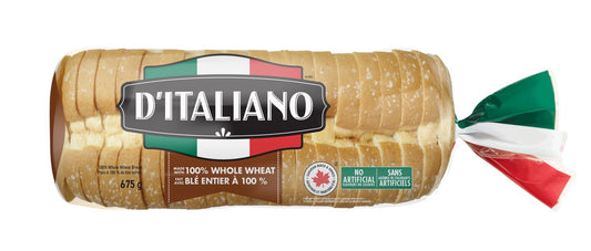 D'Italiano Thick Slice 100% Whole Wheat Bread, 675 g