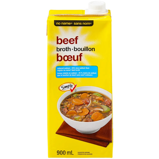 No Name Reduced Sodium Beef Broth, 900 mL