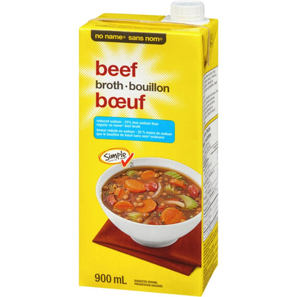 No Name Reduced Sodium Beef Broth, 900 mL
