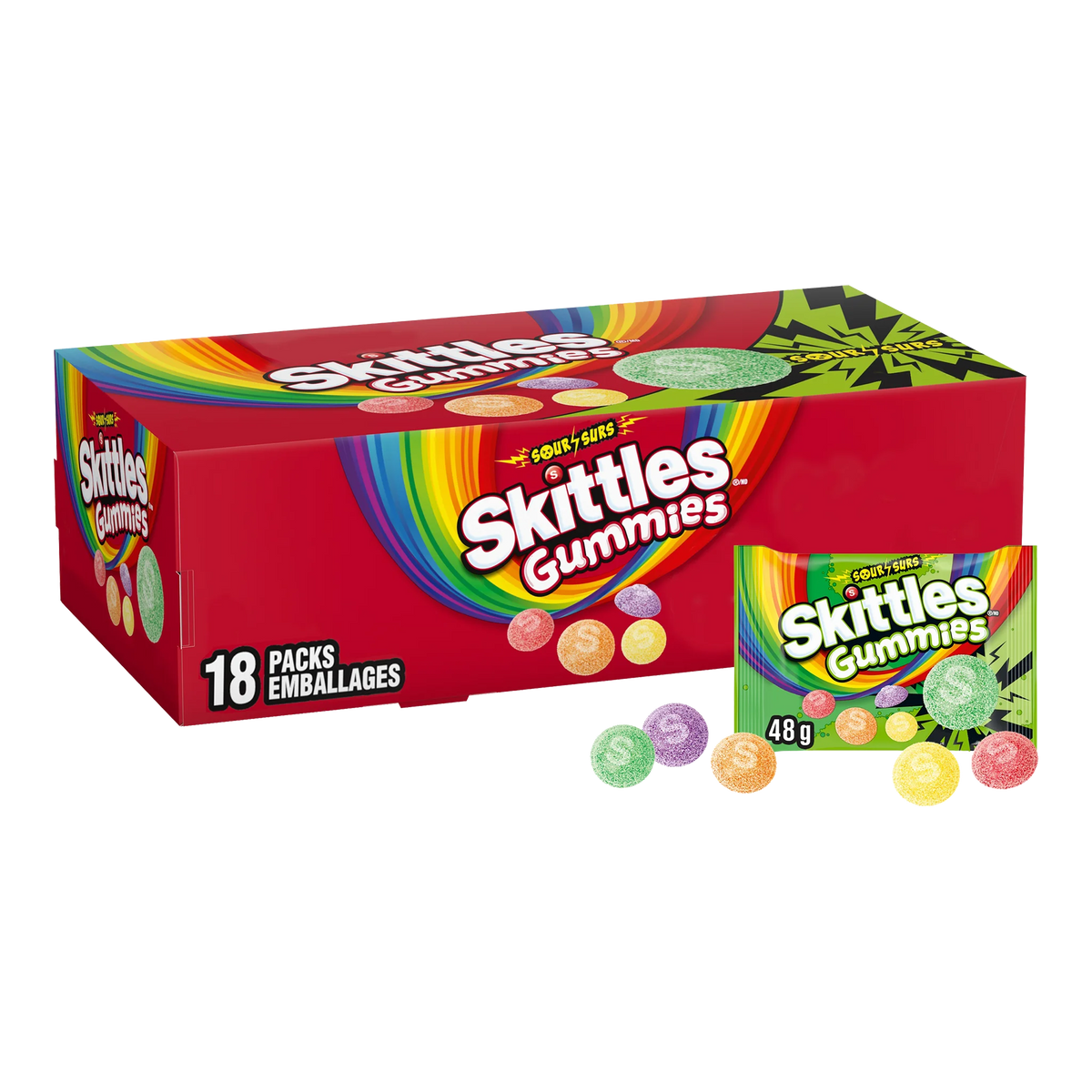 Skittles Gummies Sour, 18 × 48 g