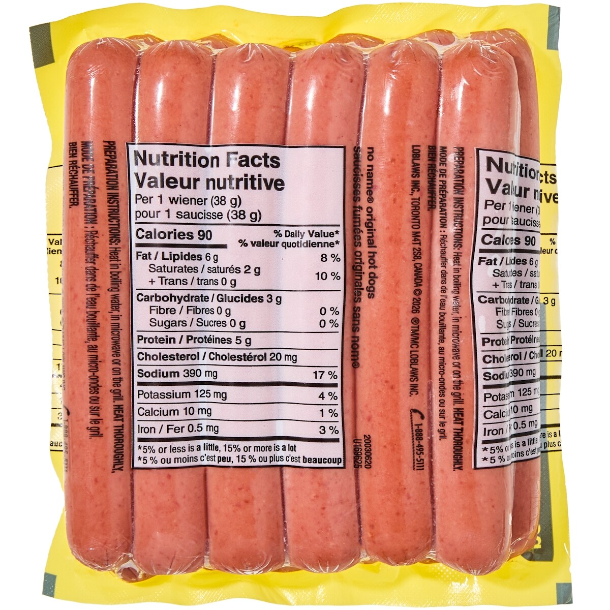 No Name Original Hot Dogs, 450 g