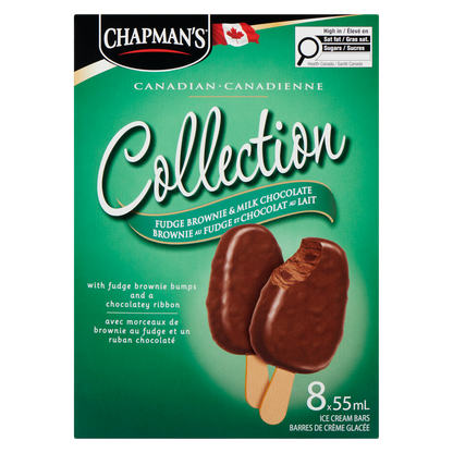 Chapman's Canadian Collection Fudge Brownie & Milk Chocolate Ice Cream Bar, 8 × 55 mL