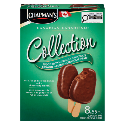 Chapman's Canadian Collection Fudge Brownie & Milk Chocolate Ice Cream Bar, 8 × 55 mL