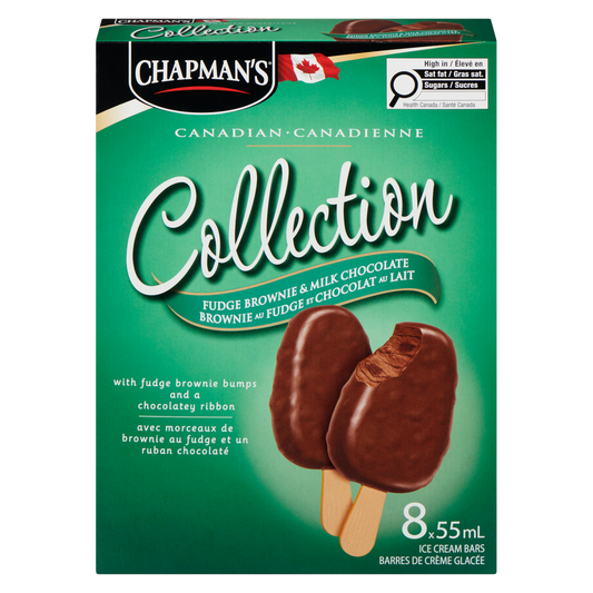 Chapman's Canadian Collection Fudge Brownie & Milk Chocolate Ice Cream Bar, 8 × 55 mL