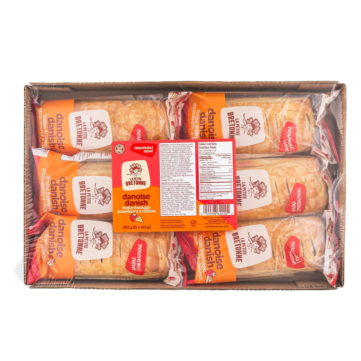 Petite Bretonne Strawberry and Cheese Danish, 6 × 142 g