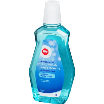 Life Brand Antibacterial Mouthwash Soft Mint, 1 L