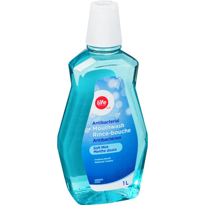 Life Brand Antibacterial Mouthwash Soft Mint, 1 L