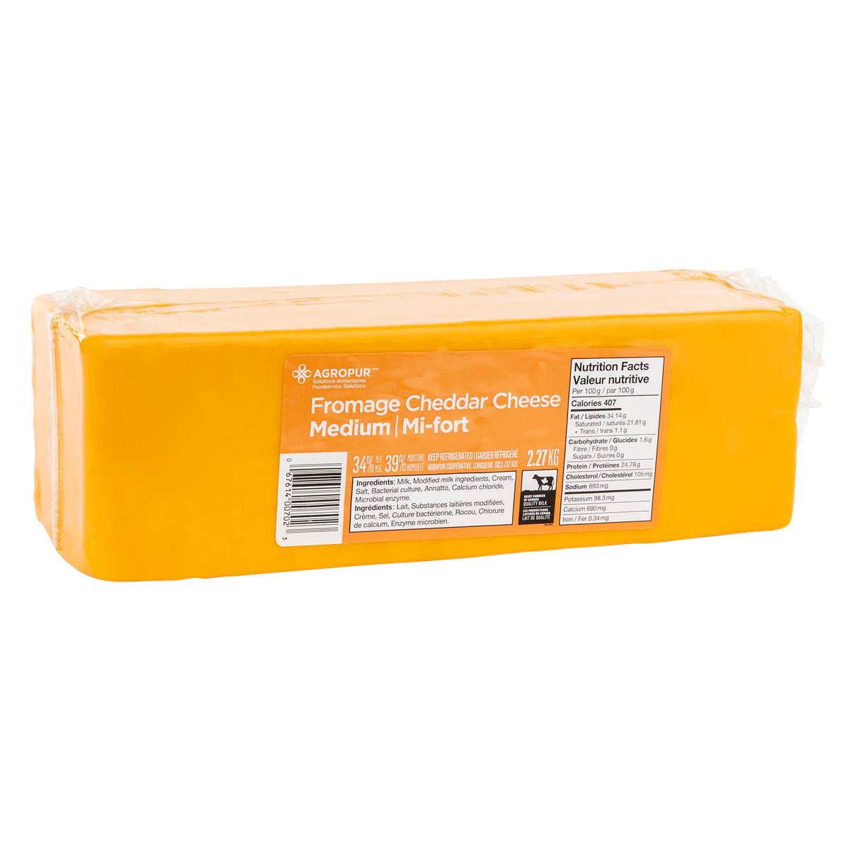 Agropur Medium Cheddar Cheese, 2.27 kg