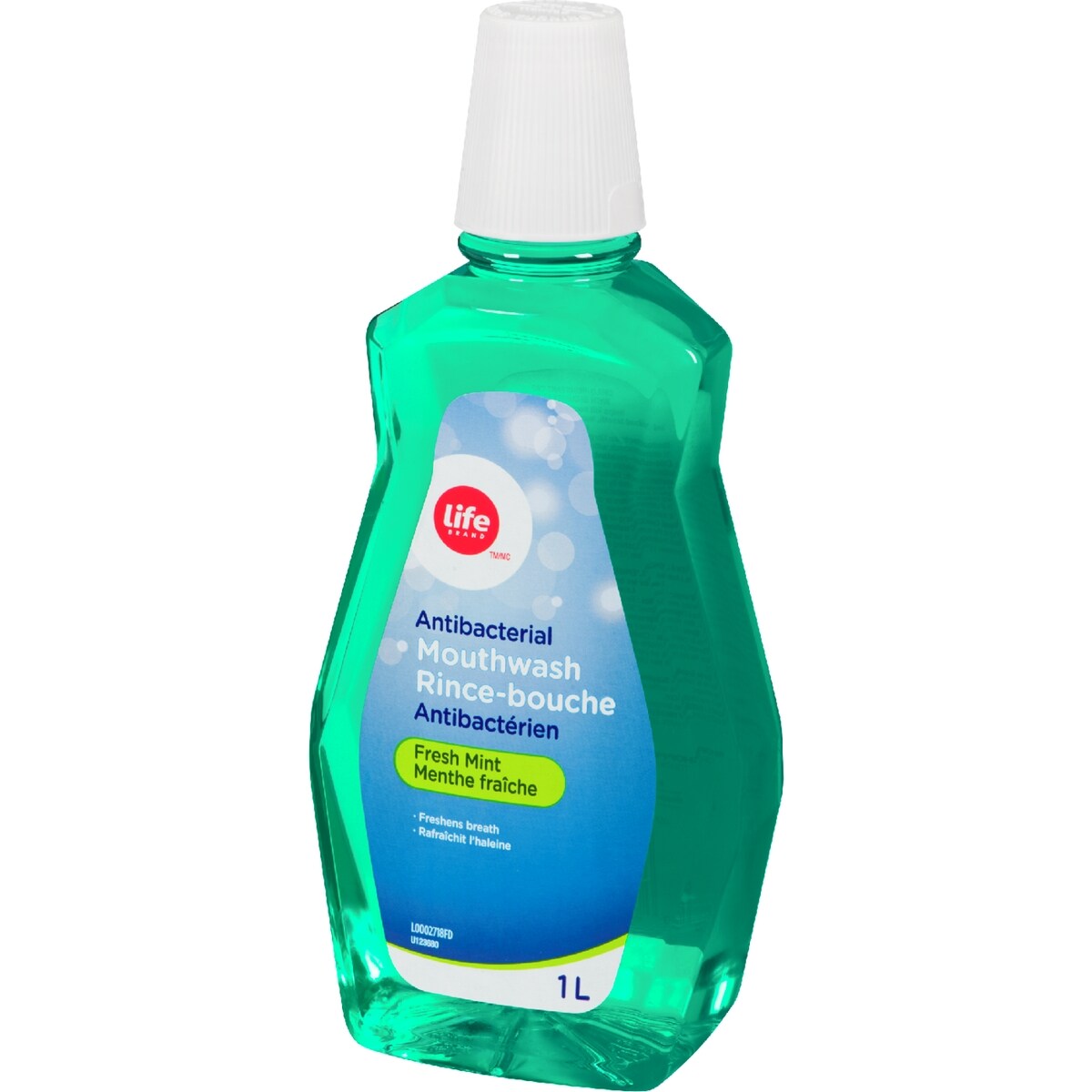 Life Brand Antibacterial Mouthwash, Fresh Mint, 1000 mL