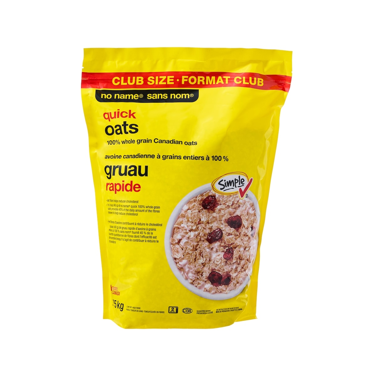 No Name Quick 100% Whole Grain Oats Club Size, 2.25 kg
