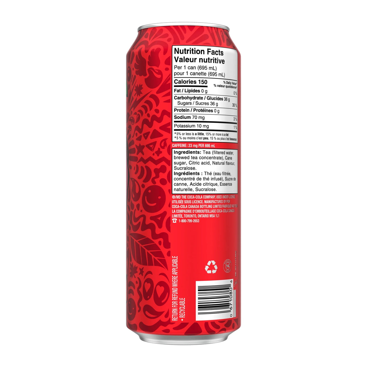 Peace Tea Cheeky Cherry Iced Tea Can, 695 mL