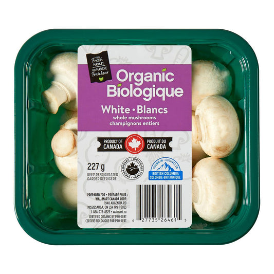 Your Fresh Market Organic White Whole Mushrooms, 227 g