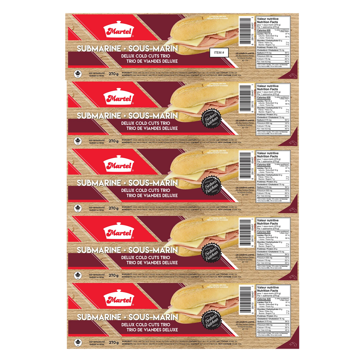 Martel Submarine Sandwich, 5 × 270 g