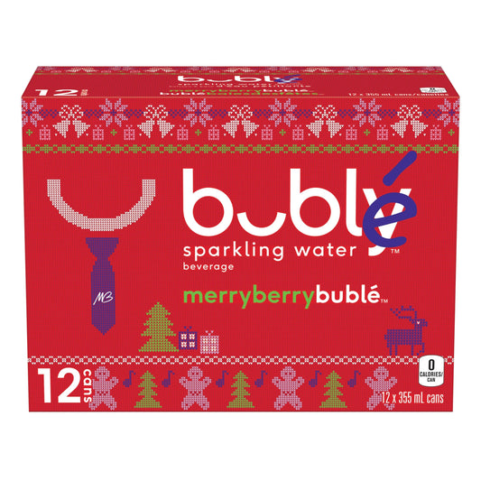 Bubly Merry Berry Sparkling Water Cans, 12 × 355 mL