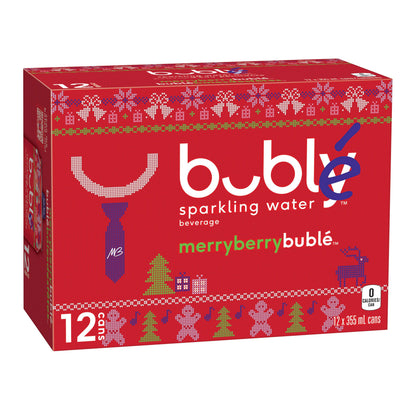 Bubly Merry Berry Sparkling Water Cans, 12 × 355 mL