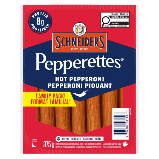Schneiders Hot Pepperoni Pepperettes Sausage Sticks, 375 g