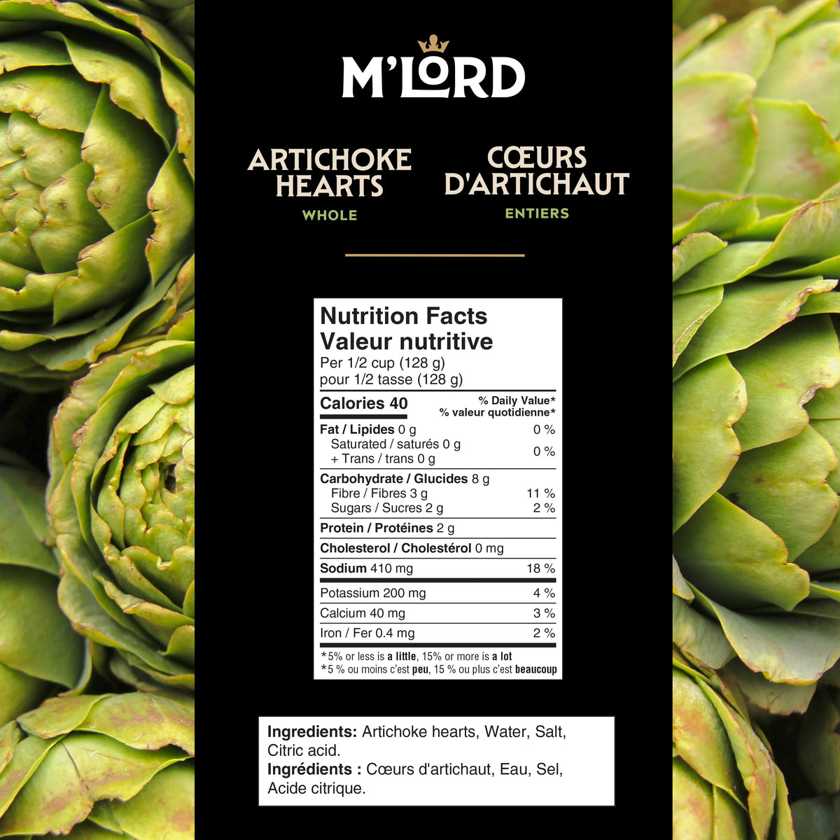 M'Lord Whole Artichoke Hearts, 398 mL