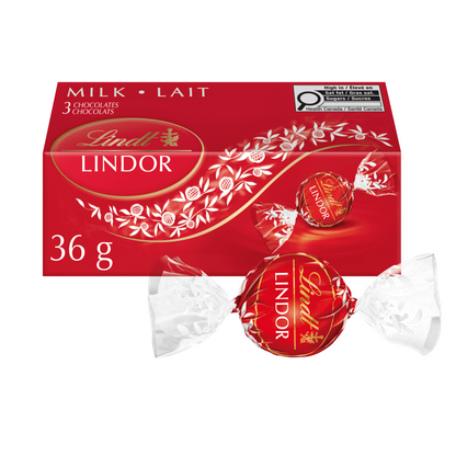 Lindt Lindor Milk Chocolate Truffles, 3 Count, 36 g