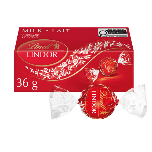 Lindt Lindor Milk Chocolate Truffles, 3 Count, 36 g