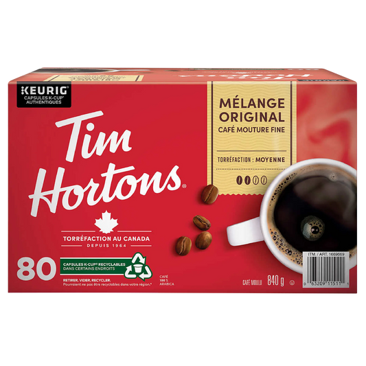Tim Hortons Original Blend Light Medium Roast Single-Serve K-Cup Pods, 80 count