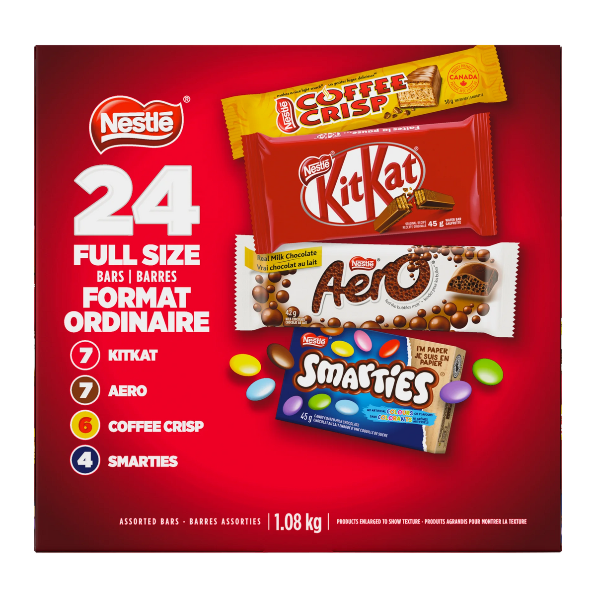 Nestlé Assorted Full Size Bars, Peanut-free, 24 pack, 1.08 kg