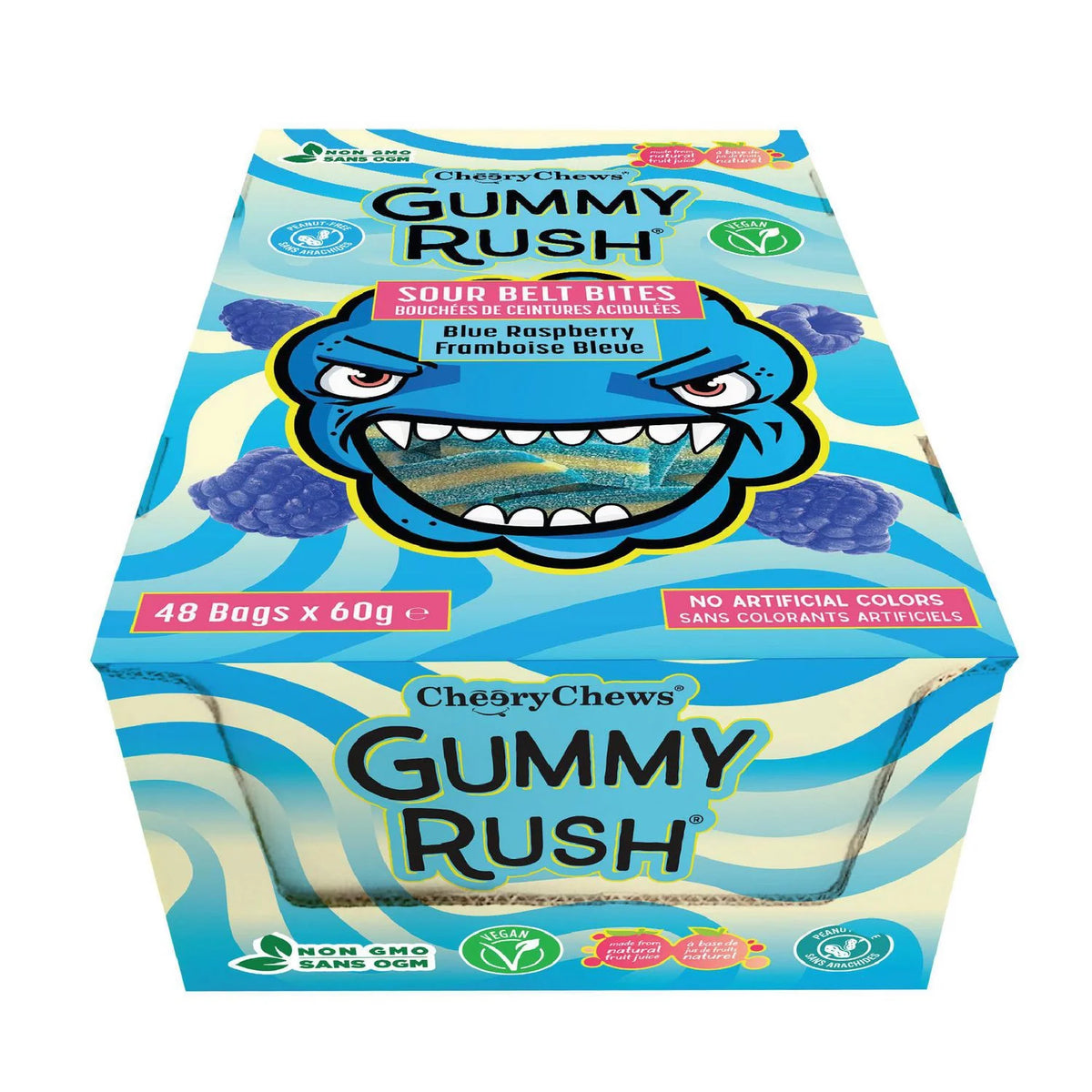 Gummy Rush Sour Belt Bites Blue Raspberry, 60 g
