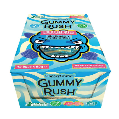 Gummy Rush Sour Belt Bites Blue Raspberry, 60 g