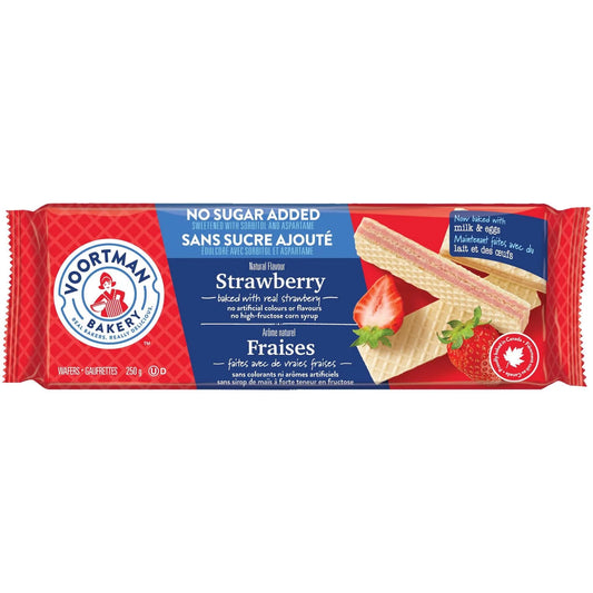 Voortman No Sugar Added Strawberry Wafer Cookies, 250 g