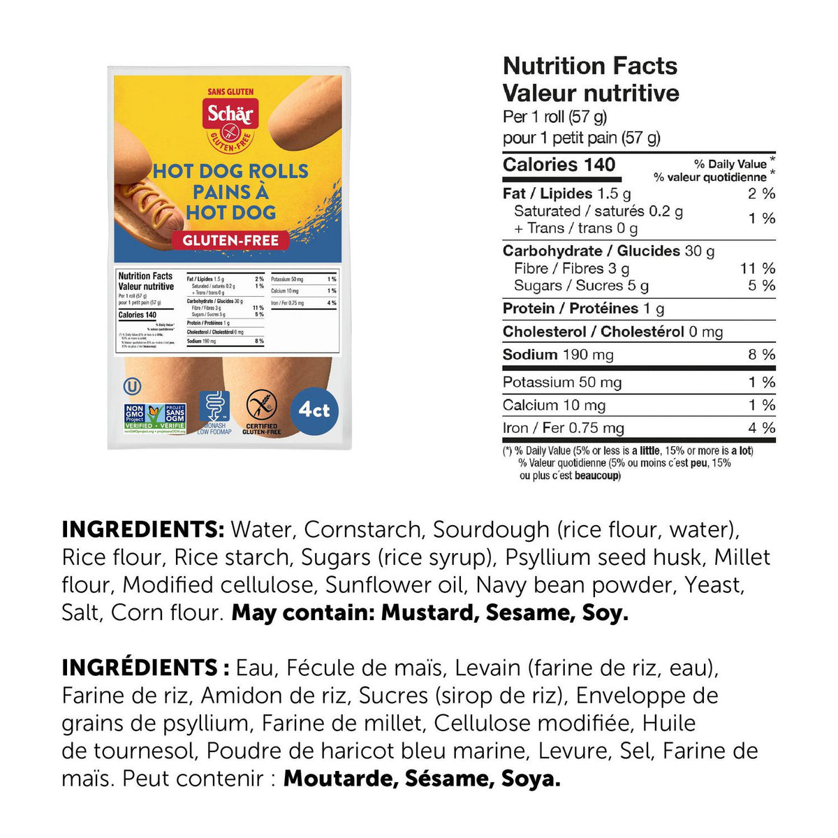 Schar Gluten-Free Hot Dog Rolls, 228 g