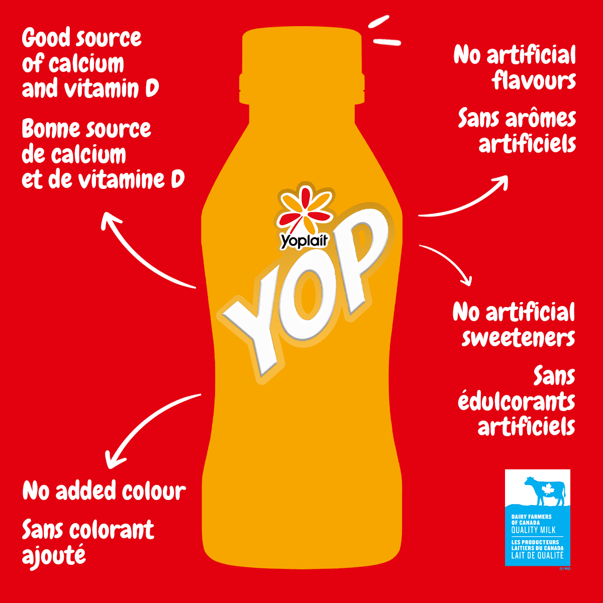 Yoplait Yop 1% Drinkable Yogurt, Raspberry, 200 mL