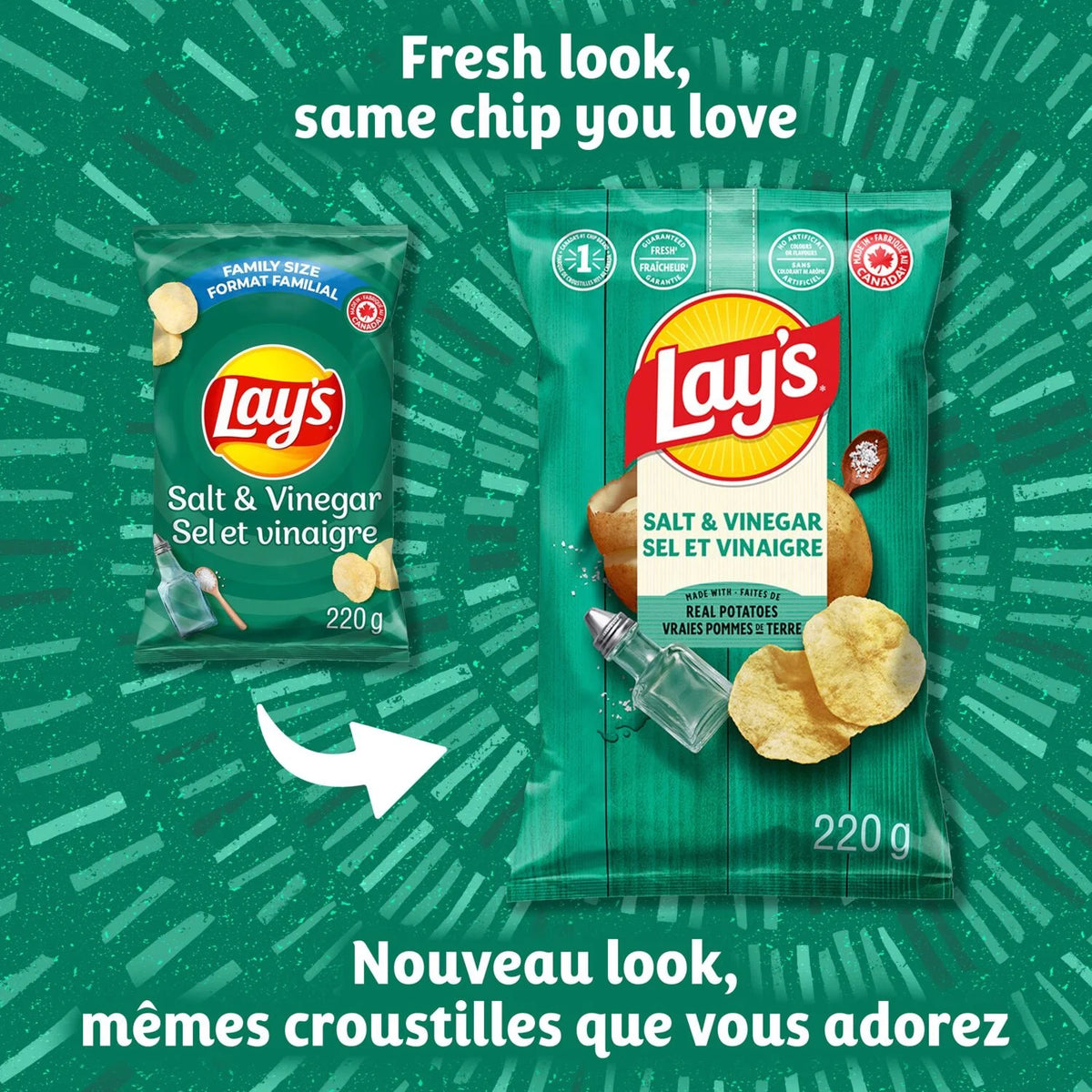 Lay's Salt & Vinegar Flavoured Potato Chips, 220 g