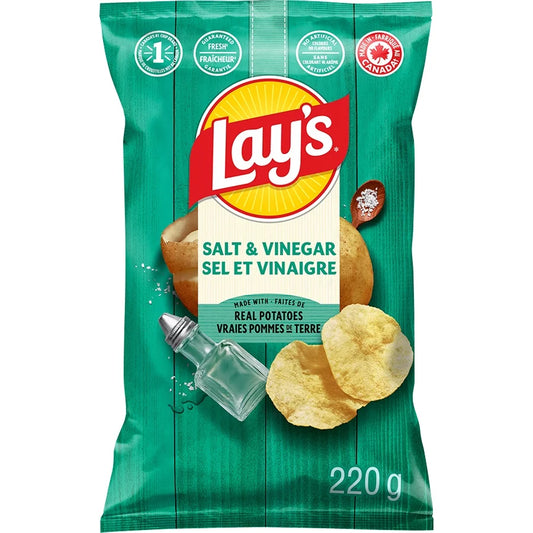 Lay's Salt & Vinegar Flavoured Potato Chips, 220 g