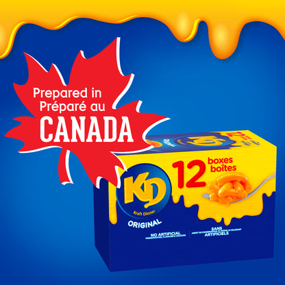 Kraft Dinner Original Macaroni & Cheese Dinner, 12 × 225 g