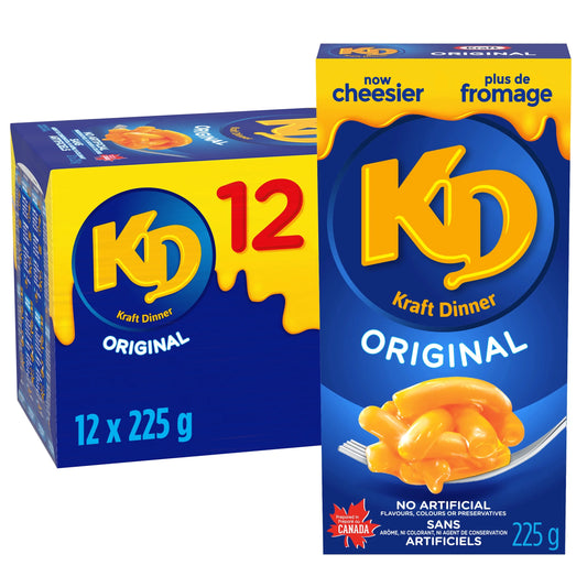 Kraft Dinner Original Macaroni & Cheese Dinner, 12 × 225 g