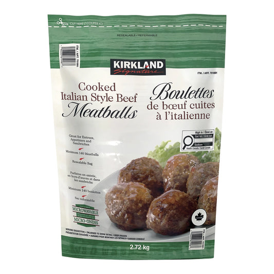 Kirkland Signature Cooked Italian Style Frozen Beef Meatballs, 2.72 kg