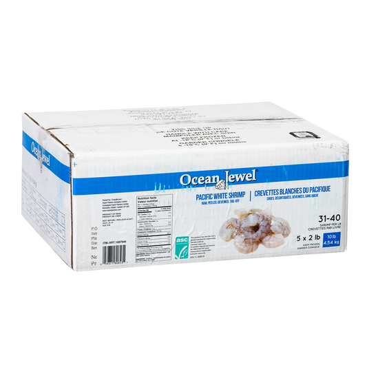 Ocean Jewel Frozen Raw Pacific White Shrimp Tail-Off 31-40, 4.54 kg