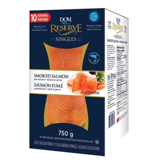 DOM Reserve Frozen Smoked Atlantic Salmon, 10 × 75 g