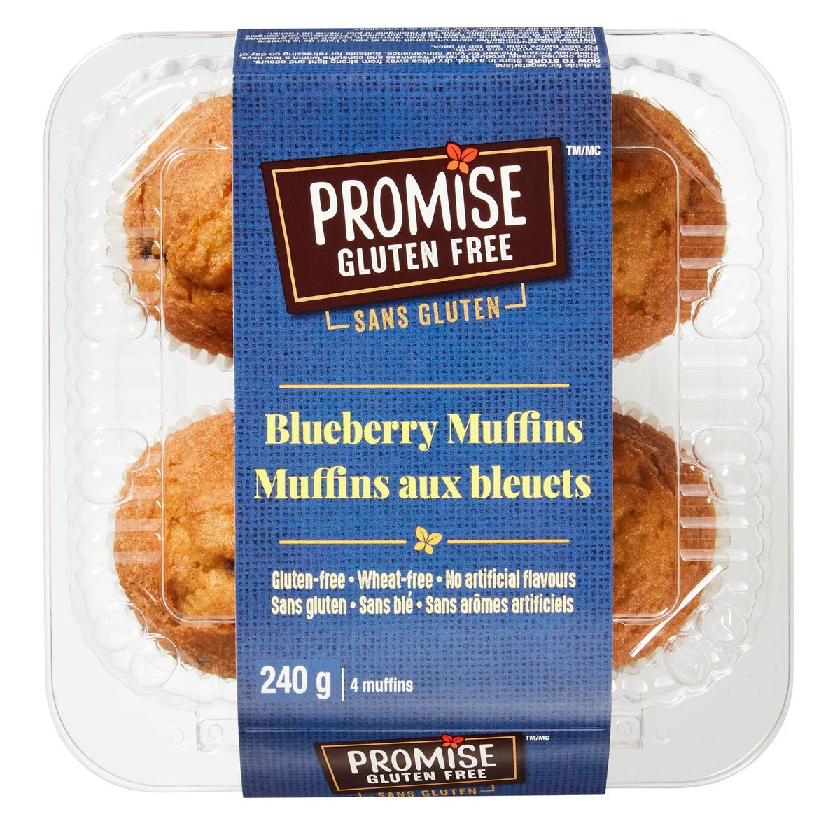 Promise Gluten Free Blueberry Muffins, 4 Muffins, 240 g