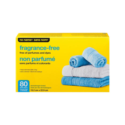 No Name Fragrance-Free Dryer Sheets, 80 Count, 300 g