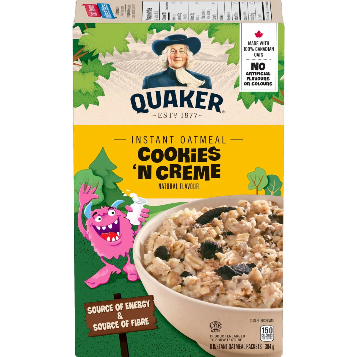 Quaker Cookies 'n' Crème Instant Oatmeal, 8 × 38 g