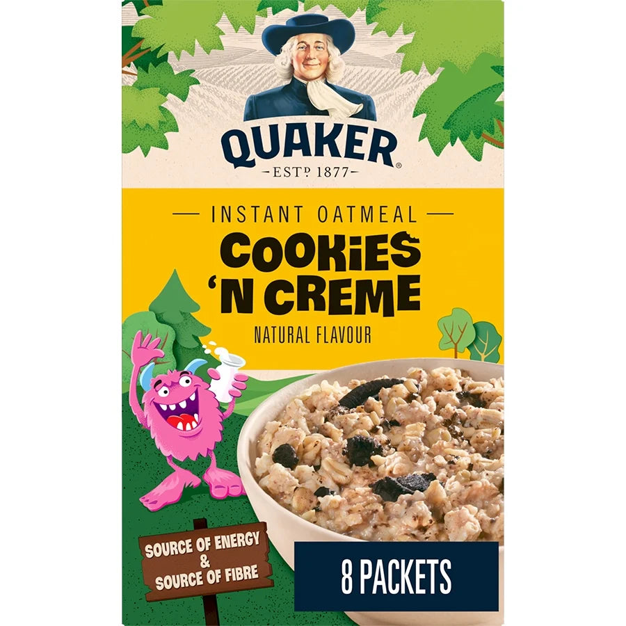 Quaker Cookies 'n' Crème Instant Oatmeal, 8 × 38 g