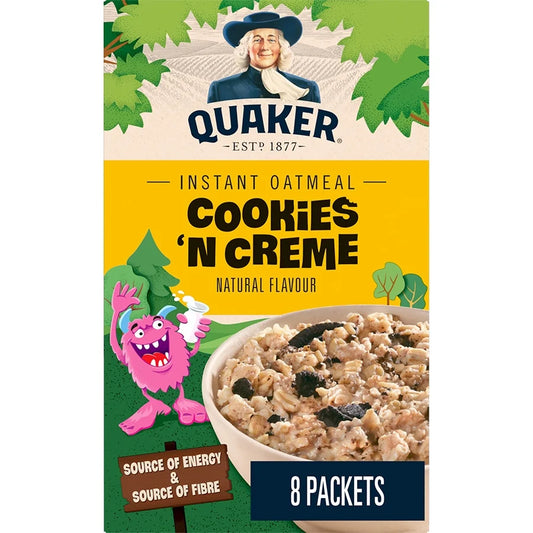 Quaker Cookies 'n' Crème Instant Oatmeal, 8 × 38 g