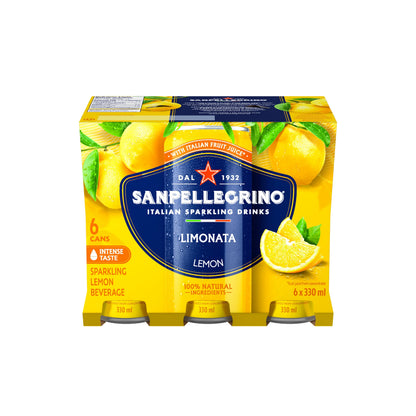 San Pellegrino Limonata Italian Sparkling Lemon Beverage Cans, 6 × 330 mL