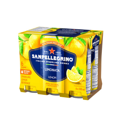 San Pellegrino Limonata Italian Sparkling Lemon Beverage Cans, 6 × 330 mL