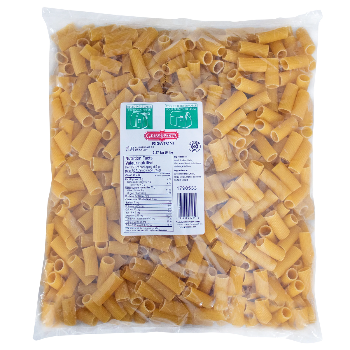 Griss Pasta Rigatoni, 2.27 kg
