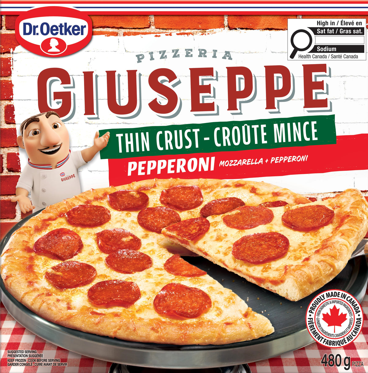 Dr. Oetker Giuseppe Pizzeria Thin Crust Pepperoni Pizza, 480 g