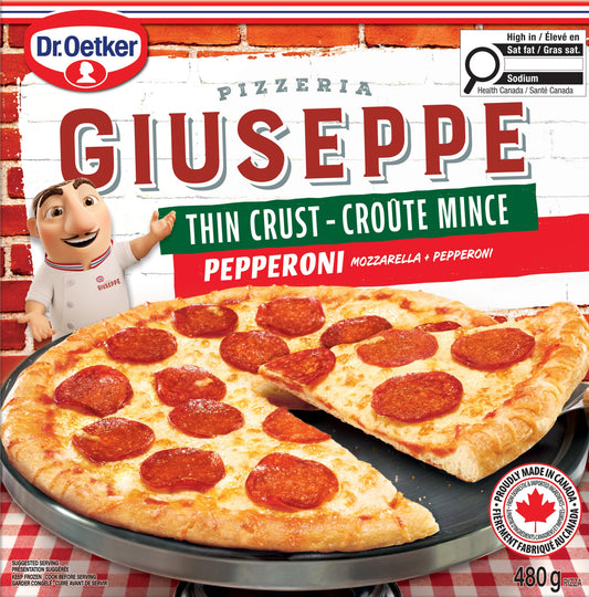 Dr. Oetker Giuseppe Pizzeria Thin Crust Pepperoni Pizza, 480 g